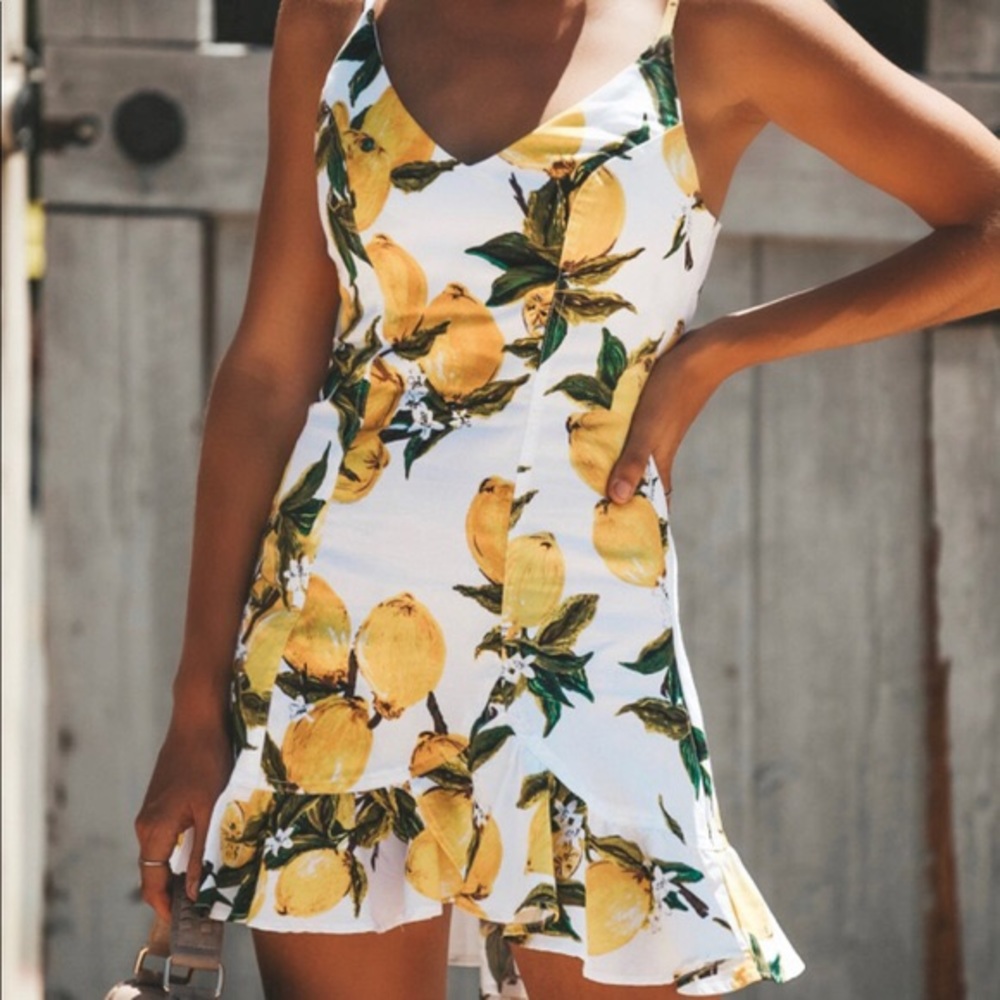 Vici lemon patterned mini dress